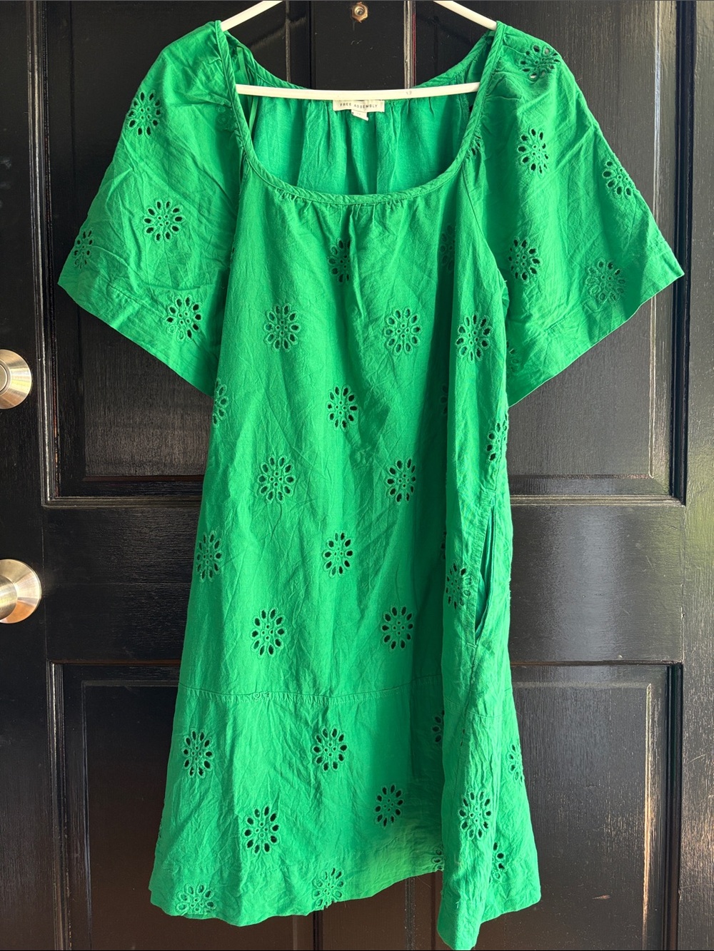 Free Assembly Green Eyelet Cotton Tunic Dress